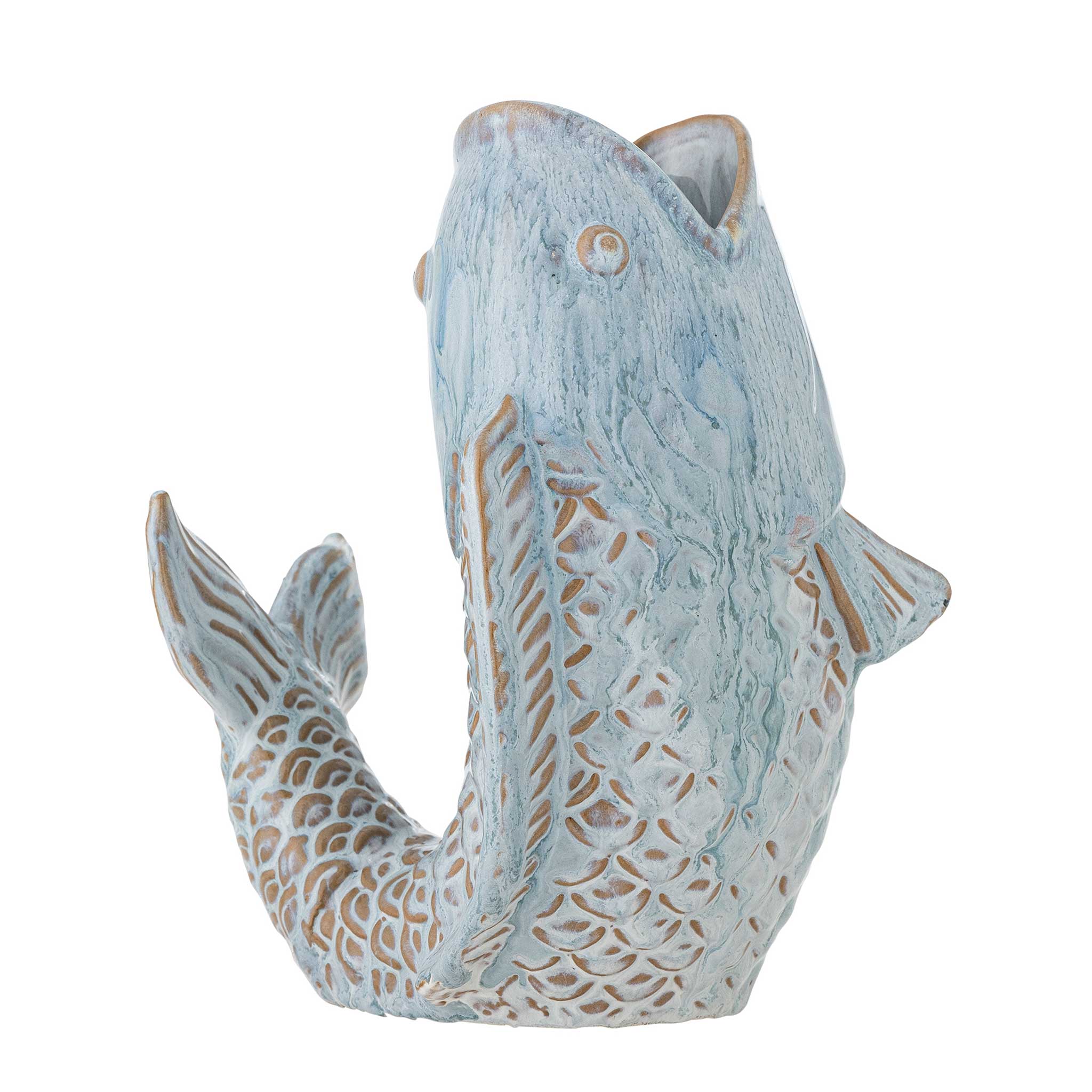 Bloomingville ブルーミングヴィル 魚の形をしたユニークな陶器製フラワーベース Hiro Vase 高さ21cm アート フィッシュオブジェ 魚型ベース 北欧雑貨 デザイン 日本 正規品 インテリア おしゃれ デンマーク モノトーン