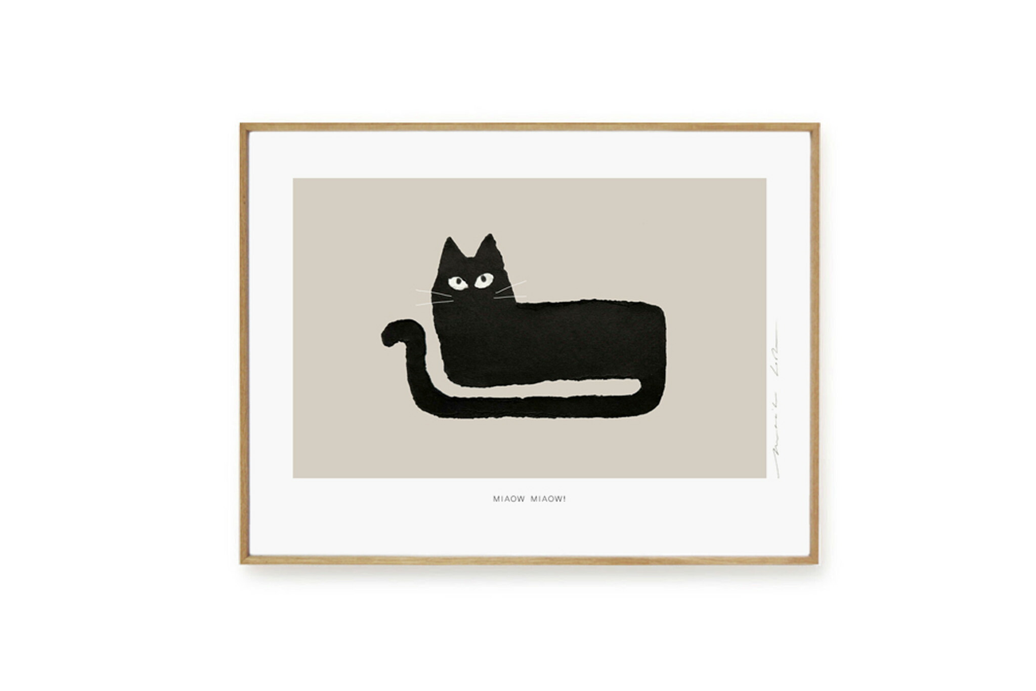 MY DEER ART SHOP　ポスター/アートプリント　30×40cm　Le chat　(Limited edition #100)　【北欧雑貨 オランダ イラスト インテリア おしゃれ 壁掛け 絵画 パネル モダン モノクロ モノトーン アート おすすめ 人気 ウォールアート 額縁 壁紙】