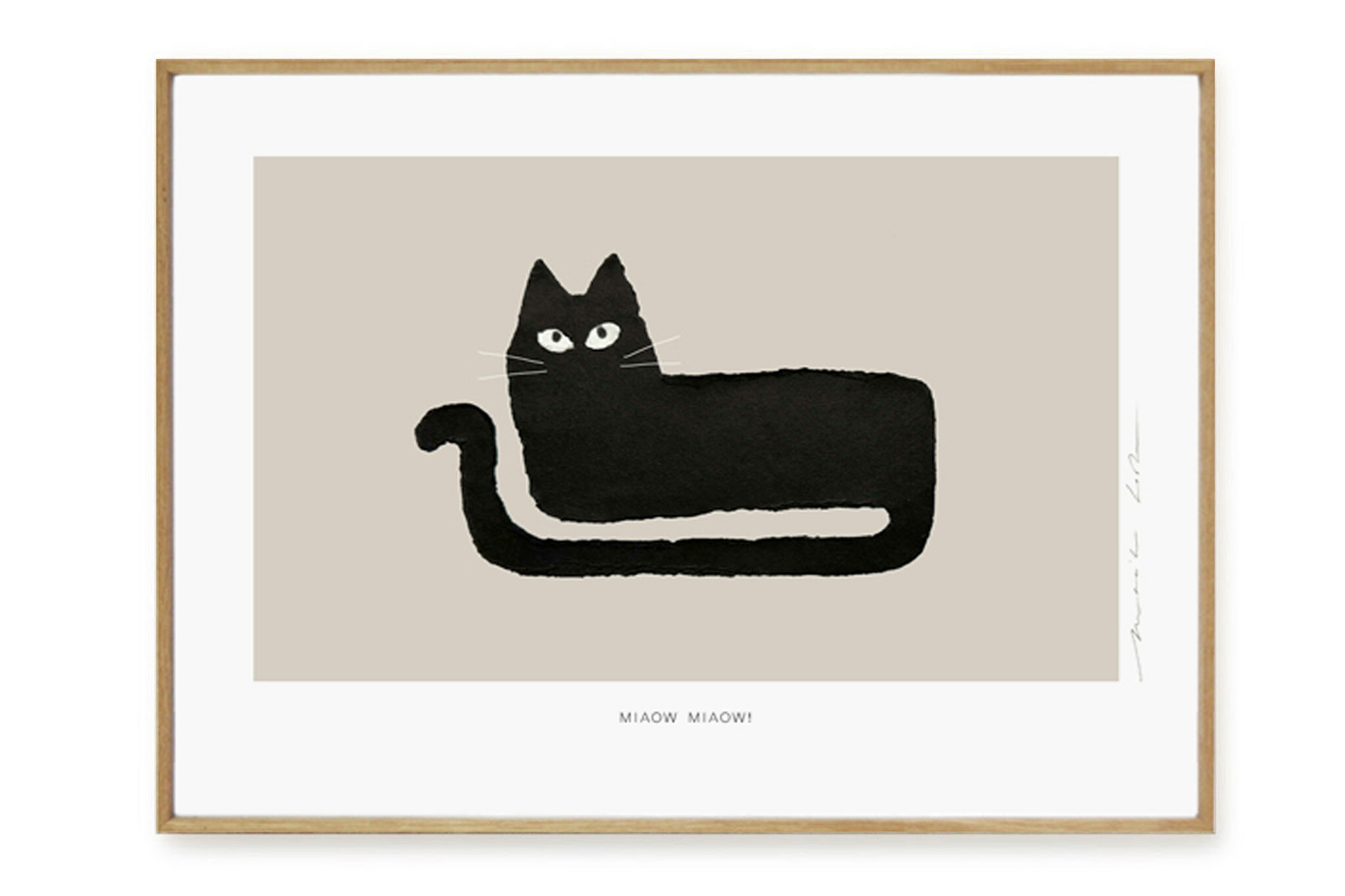 MY DEER ART SHOP　ポスター/アートプリント　50×70cm　Le chat　(Limited edition #100)　【北欧雑貨 オランダ イラスト インテリア おしゃれ 壁掛け 絵画 パネル モダン モノクロ モノトーン アート おすすめ 人気 ウォールアート 額縁 壁紙】