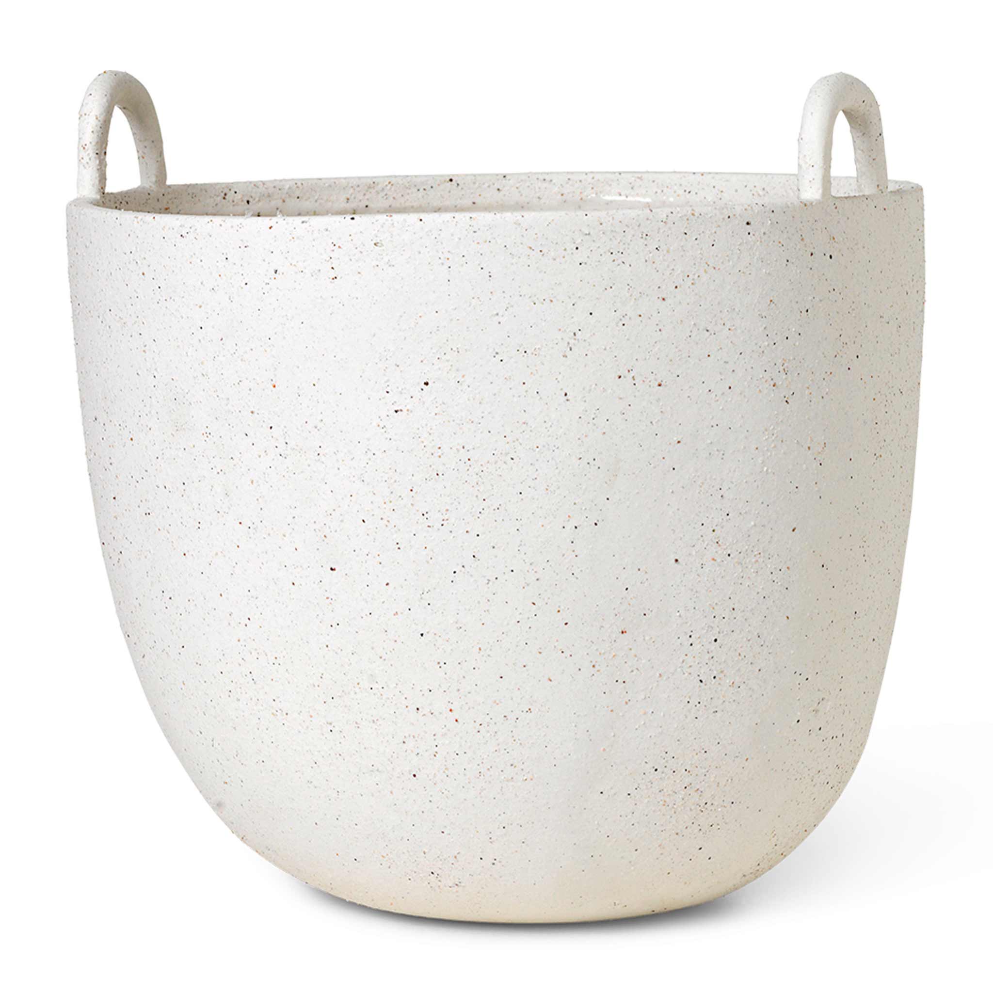 Ferm Living ファームリビング 粒状の表情が魅力の持ち手付きフラワーポット Speckle Pot 直径30cm オフホワイト ストーンウェア 植木鉢 大型 インテリア 北欧 デザイン ガーデン プランター 花鉢 室内植木 グリーン 25,819円
