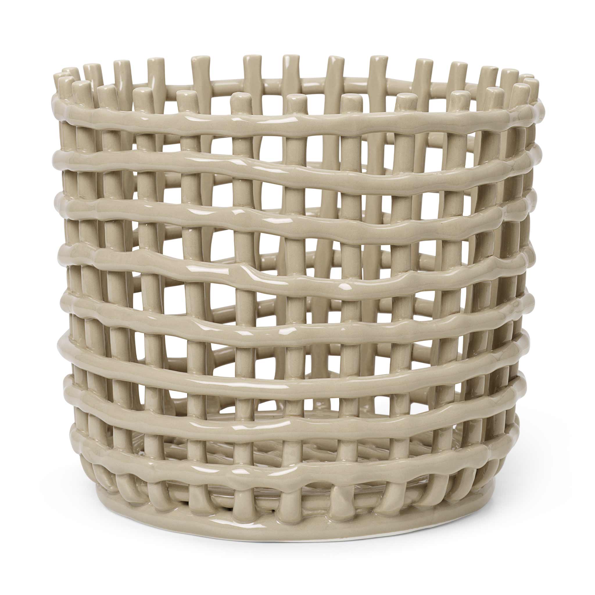 ferm LIVING　ファームリビング　セラミックバスケット　Lサイズ ラージ　カシミア　【北欧雑貨 インテリア おしゃれ 人気 モノトーン シンプル 陶磁器 バスケット 収納 プランター フラワーポット 鉢カバー かご ファームリビング 小物入れ ハンドメイド】