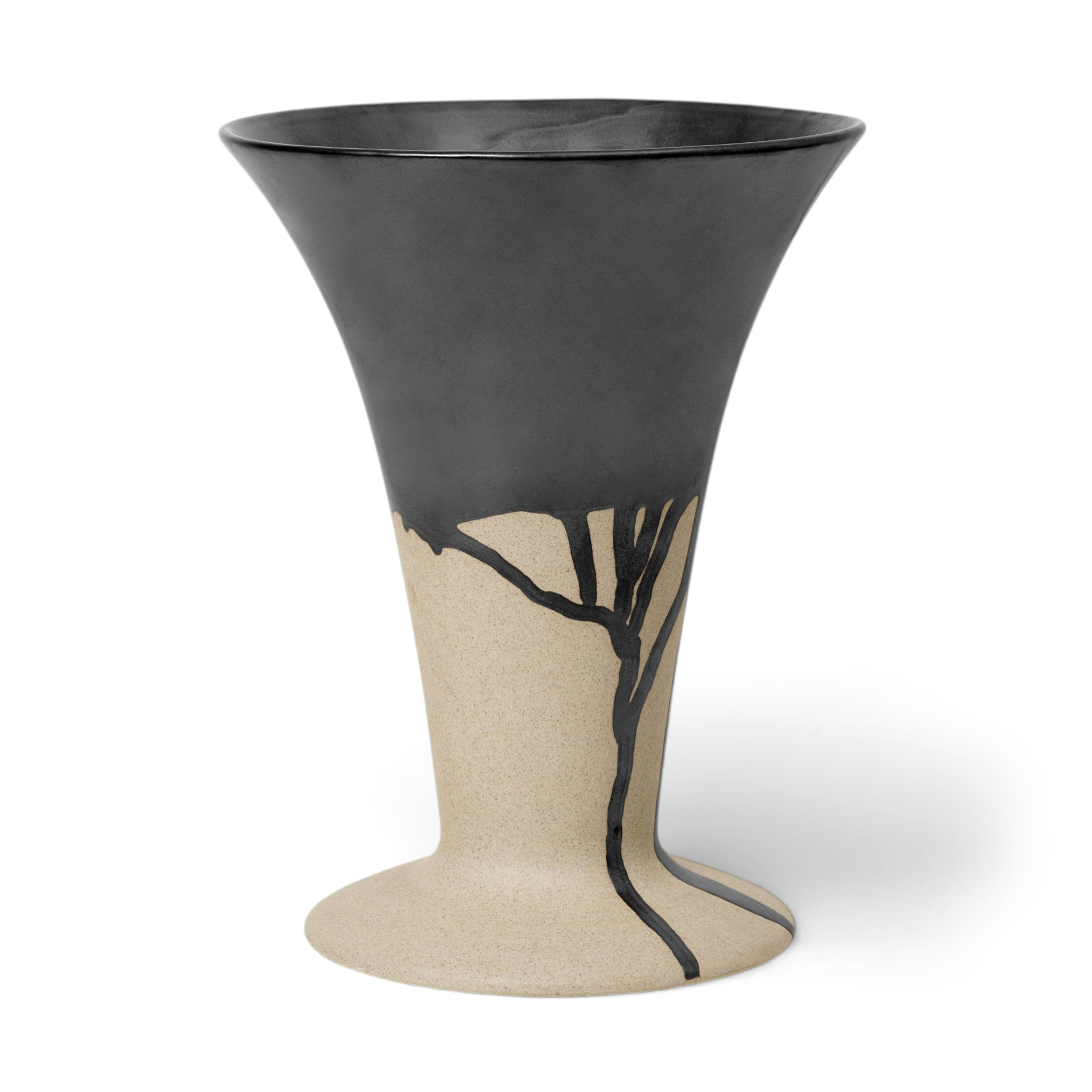 Ferm Living ファームリビング サンドカラーとブラックのスプラッシュ柄がアクセントのフラワーベース Flores 高さ23cm Vase SandBlack 北欧 インテリア 花器 陶器 フラワーベース ストーンウェア モダン 手作業 模様