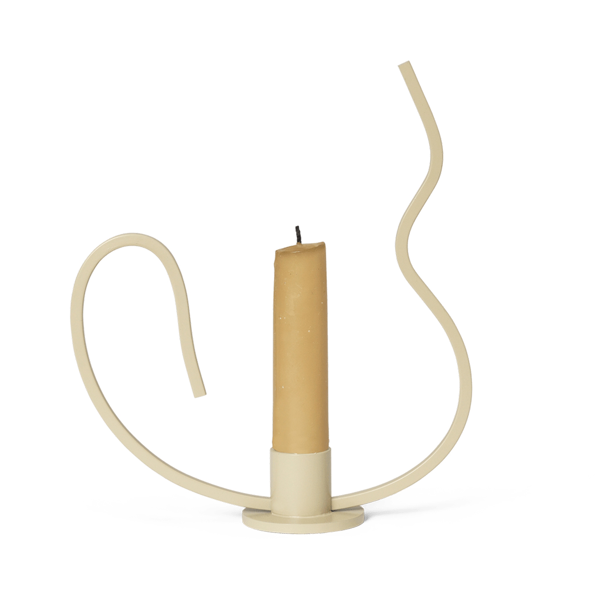 Ferm Living ファームリビング 曲線が美しい柔らかなカシミヤカラーが魅力のキャンドルホルダー Valse Low カシミア スチール 北欧 インテリア テーブルデコレーション キャンドルスタンド ロー キャンドル 黒色 モダン おしゃれ