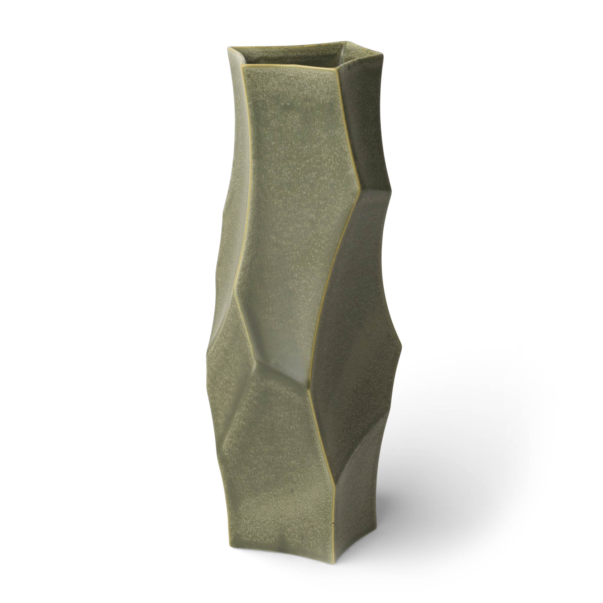 Ferm Living ファームリビング 彫刻的なフォルムが魅力のセラミック製フラワーベース Cueva Vase ダークセージ 高さ37cm 北欧 インテリア 陶器 花器 洞窟デザイン 有機フォルム 生花 ドライフラワー 室内装飾 玄関 リビング