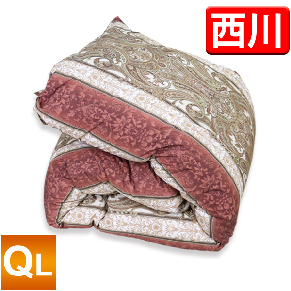 羽毛布団 立体キルト 昭和西川 【送料無料】クイーンロング 210×210cm ホワイトダックダウン85%【NN7490】ドイツ産 日本製 ピンク ブルー 掛け布団 羽毛ふとん 羽毛掛け布団 秋冬用 ダウンパワー350dp 新生活 軽量生地 昭和西川