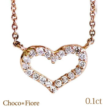 ハート ダイヤモンド ネックレス K10 PG ダイヤモンド ネックレス ハート ペンダント dimond heart necklace