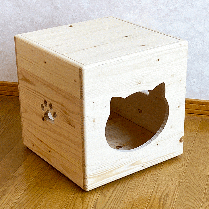 ねこ続柄宅 スタートにゃんにゃん表構 シーリングフロアー取りはらい儀式 一風変った 正六面体 猫 ネコ ねんねこ 猫バラック 寝台 家 カントリーインテリア ベッド パイン元 きれい 木製 肉類ボール キャットハウス ネコハウス お手々メイド 手作り 猫ハウス 日本製 国産