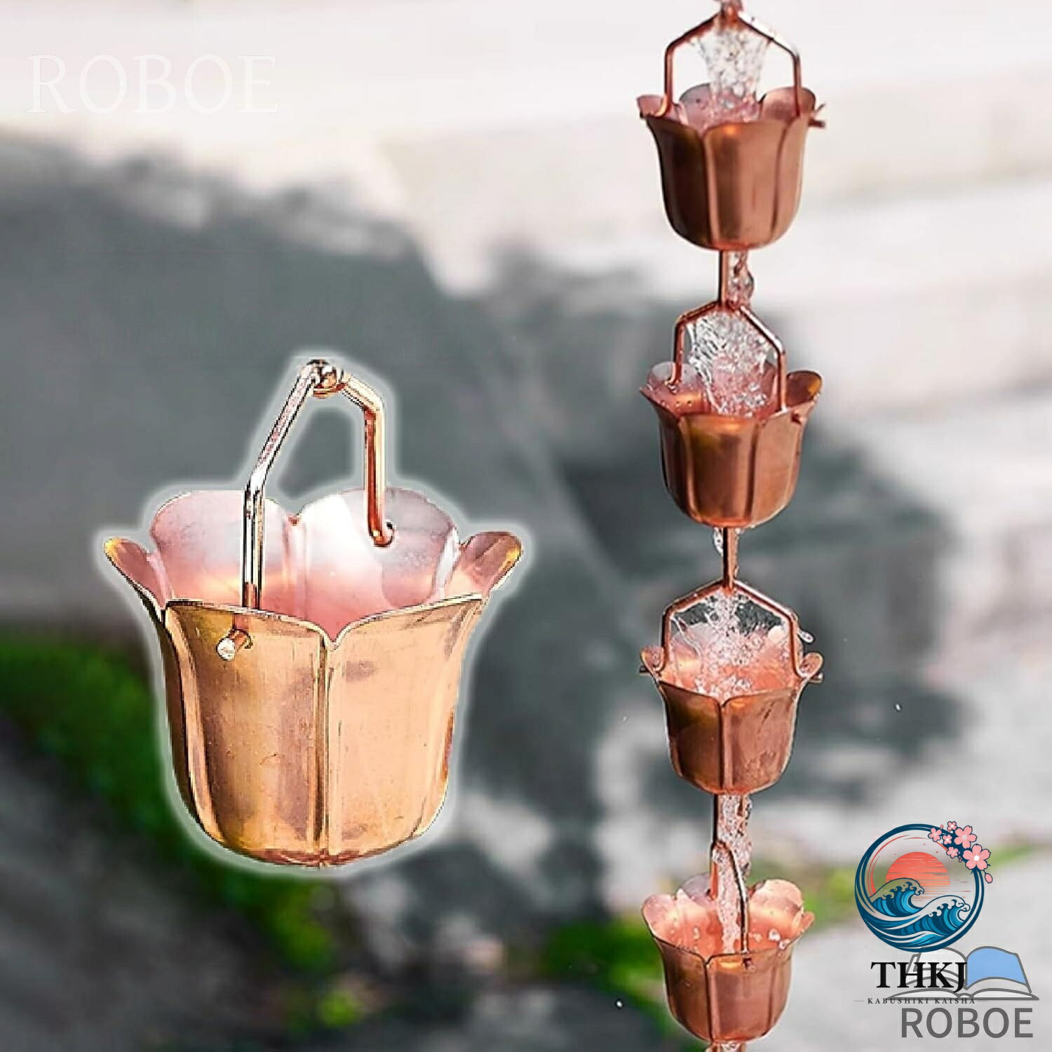 【全品2点で5%OFF】レインチェーン 槿花銅雨チェーン店 金属元素製雨樋お水チェーン店 鎖樋 長さ合わせる能力のあるな バルコニーレインガッター 掘ったて小屋の倒れの利得のフ