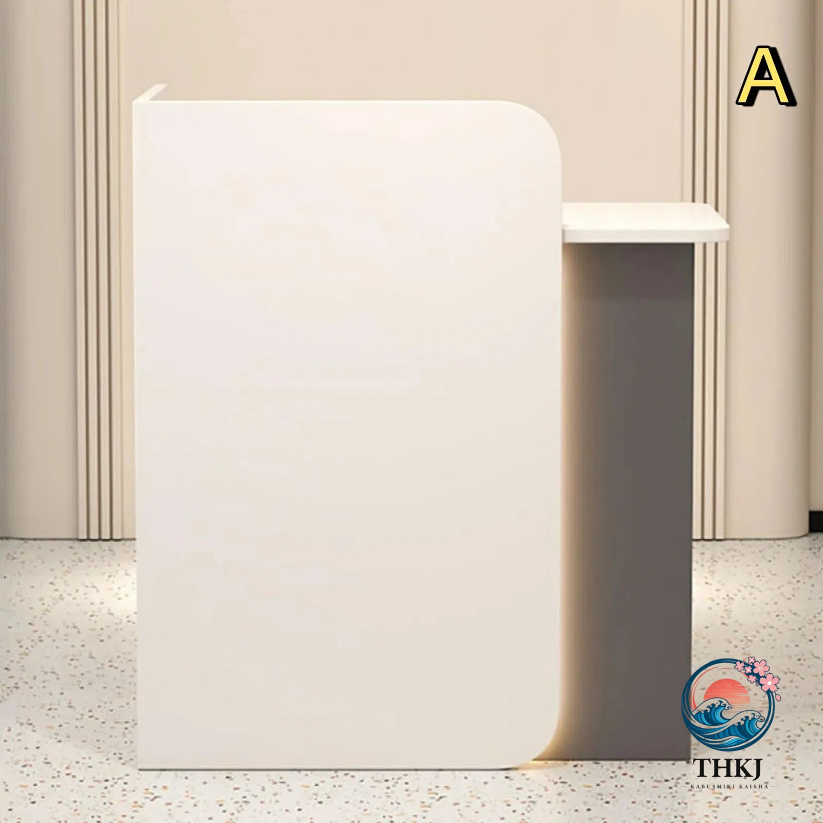金銭登録器カウンタ L 字 金銭登録器台 木製のレセプショ受け付けカウンタ 受け付け台 鍵付き添い人抽き出し付き添い人バス発着場用カウンタ