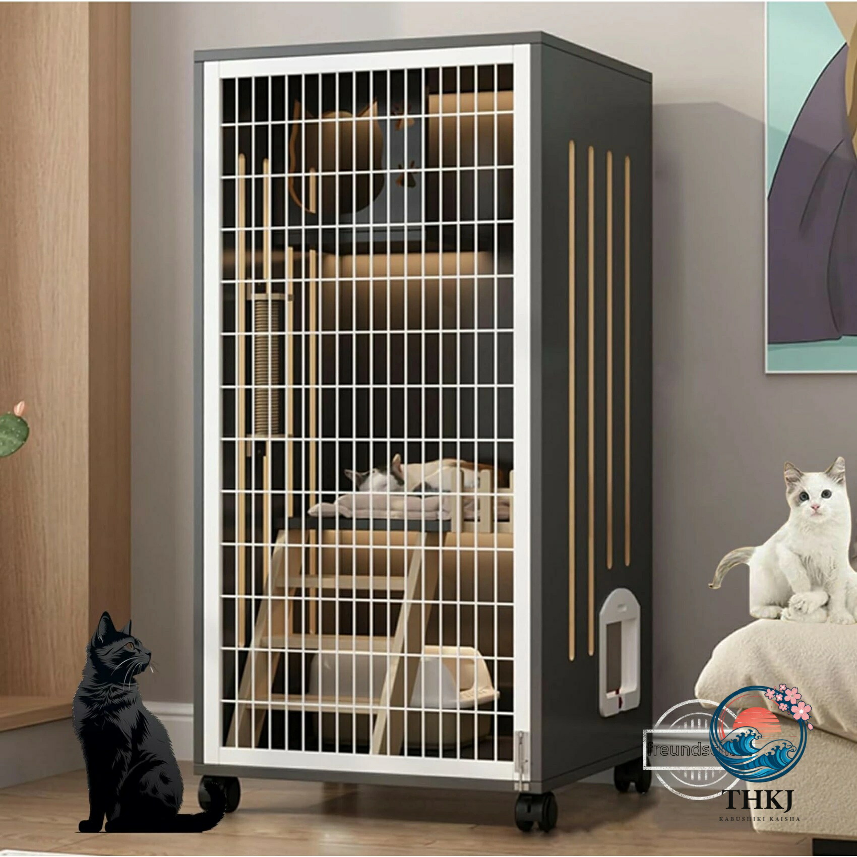 特大猫ゲージ 室内用猫伏せ籠 大型鉄メッシュ製 逃げ失せる部屋の入り口付き添い人 爪とぎ郵便受け付き添い人 多役立つこと愛玩動物お手掛け