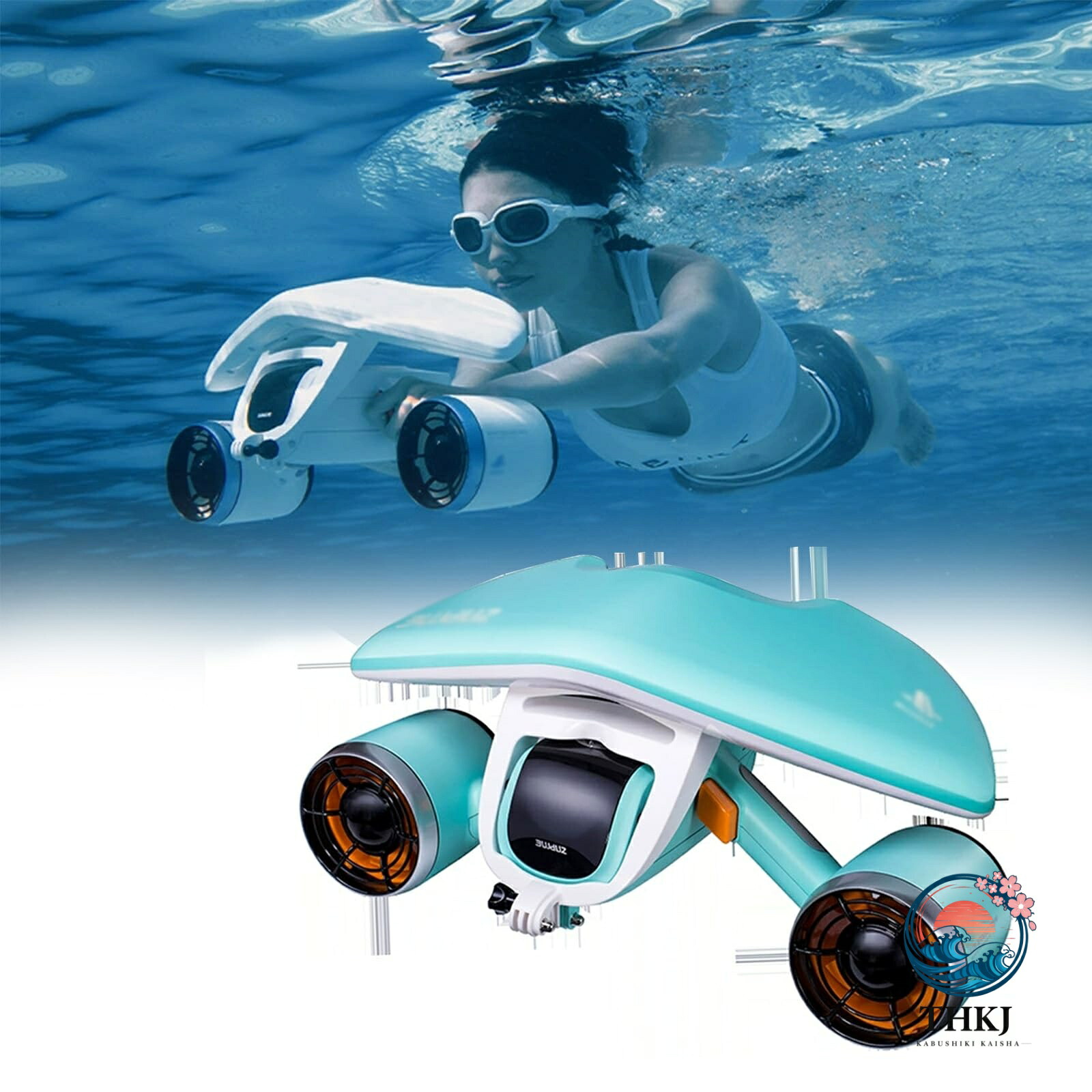 水中スクーター 着脱式浮力タンク搭載｜5m 浅瀬～40m 深潜り対応 520W 速度1.5m/s 水遊び革命デバイス 電動 水中 シースクーター 専門ダイビングブースター ウォータースポーツ シュノーケリング 海の冒険に 救助 Polar White｜chocotto＋（ちょこっとぷらす）