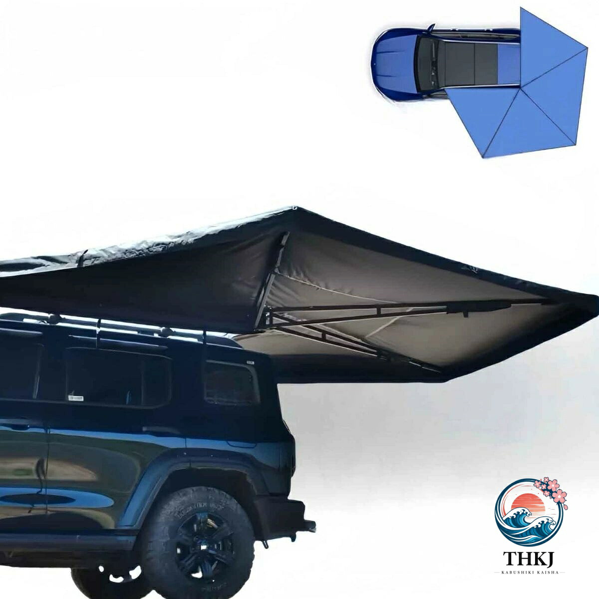 車 カーサイドテント 270 度取りひろげるカーサイドタープ カーサイドタープ 車用 カーサイドオーニング 日がさ オフロード車 SUV MPV 用室外書き込み式雨覆い 車中泊 アウトドア 組み立て取りすてる飾り気の無い 点火装置付き添い人 二骨架 2M