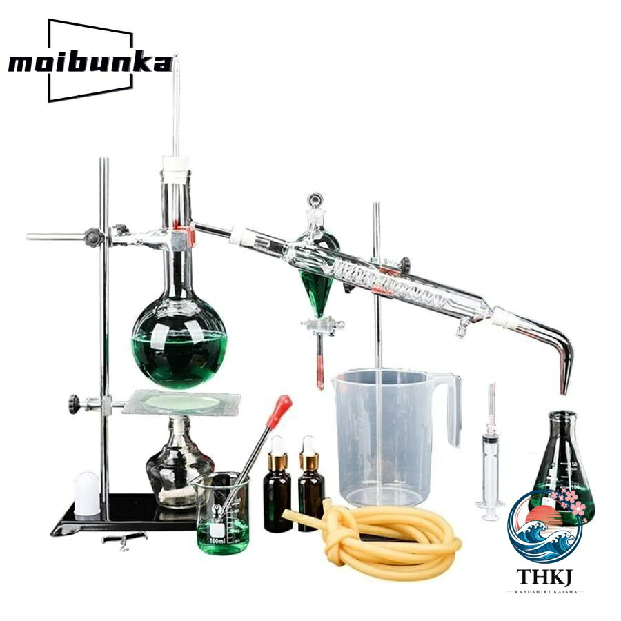 実験室用蒸留ユニット 小型蒸留ユニットキット 化学実験器具 フルガラス蒸留器 エッセンシャルオイル抽出ユニット 500ML 1000ML 化学実験室教育機器 エッセンシ｜chocotto＋（ちょこっとぷらす）