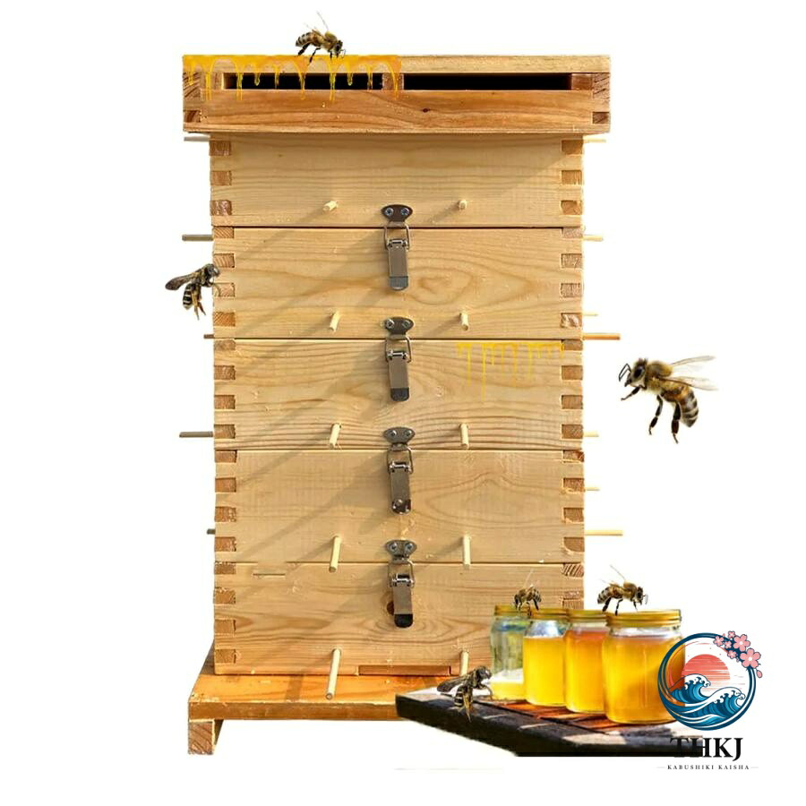 5 階 蜂鳥小屋 蜜蜂 鳥小屋 杉材養蜂箱一揃いの道具 焼彩仕上 蝋涙を煮る 5 階の透かし彫り箱 防湿 殺虫剤 雨合羽 飾り気の無いとり備える