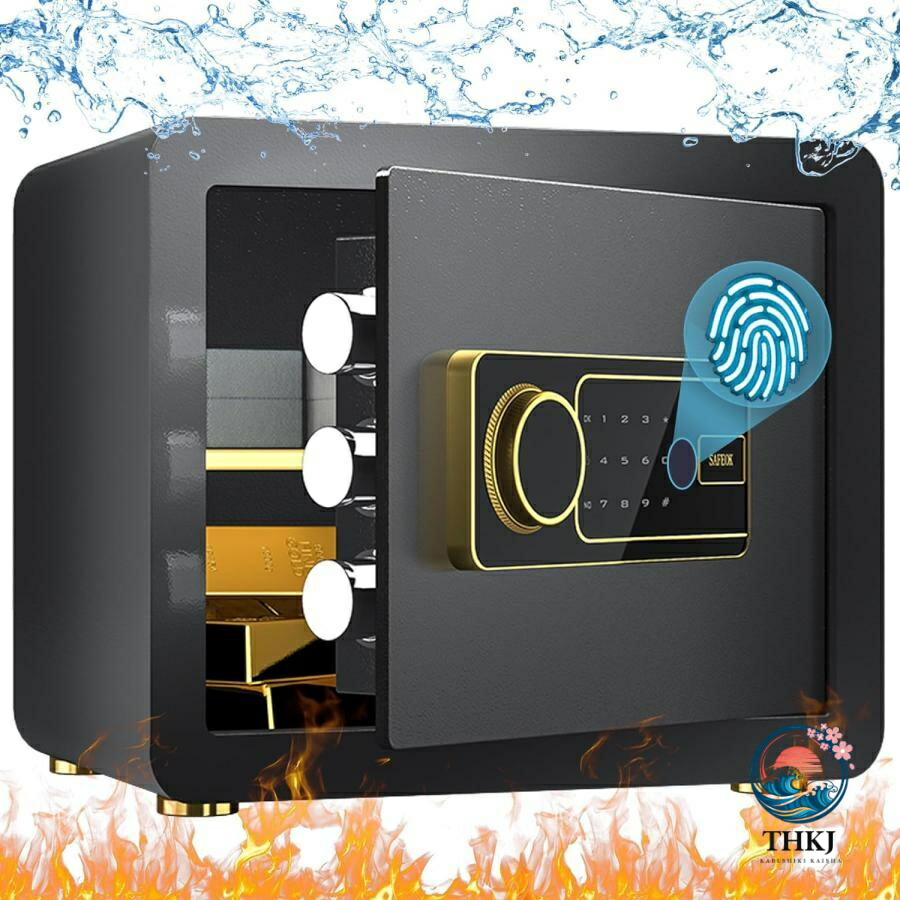 【全品2点で5%OFF】小型 指紋認証 金庫 24L 固定可能 家庭用 耐火 耐水 防盗 防犯金庫 壁付け対応 簡易金庫 おしゃれ 耐火金庫 金庫家庭用 業務用 セーフティボックス 鍵付き金庫｜chocotto＋（ちょこっとぷらす）