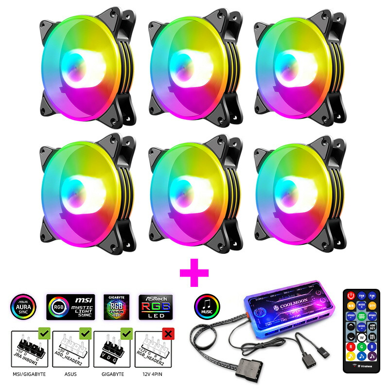 ASUS/MSI/GigabyteのアドレッサブルRGB 取り合わせに相応う [6本仕掛ける]120粍 RGB 白いことマイコン入れもの気違い お母さんゲーム盤 遠隔操作によるす早さ抑えつける 高性能 気違いこしき X リモート