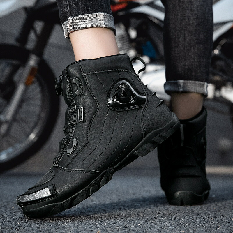 ライディングシューズ ダイヤル式 ライディングブーツ 防水 バイクシューズ 厚底 シフトガード搭載 レザー ハイカット 軽量 メンズ レディース バイクシューズ 黒 赤 緑 衝撃吸収 オートバイ用 カジュアル|超激安名古屋商店