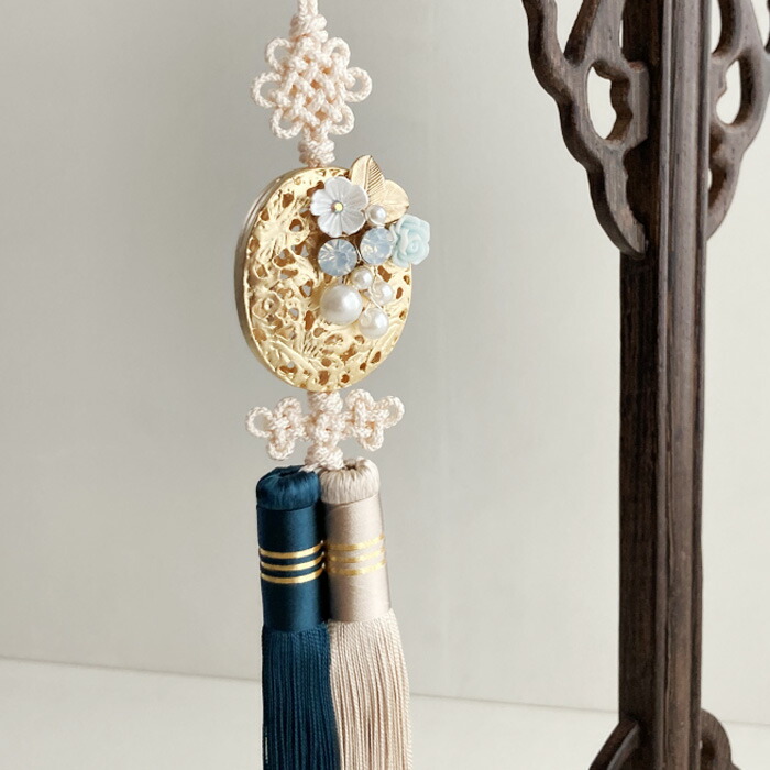 楽天市場】ノリゲ 玉(翡翠) パール 花 装飾 高級ノリゲ ブルー アイス