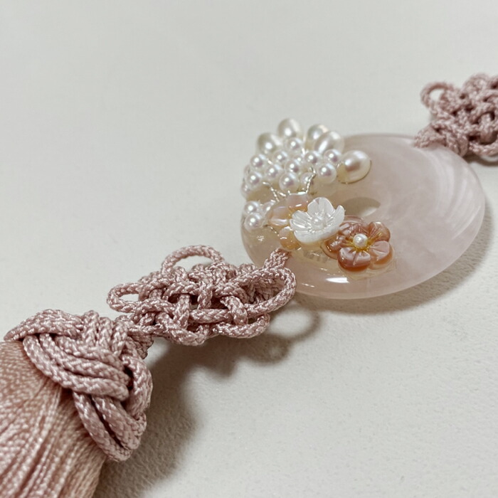 楽天市場】ノリゲ 玉(翡翠) パール 花 装飾 高級ノリゲ ブルー アイス