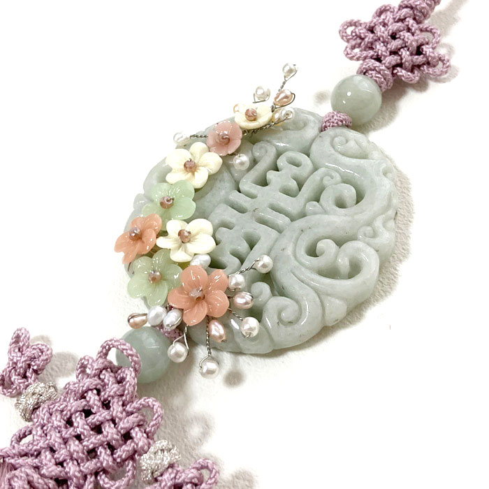 楽天市場】ノリゲ 玉(翡翠) パール 花 装飾 高級ノリゲ ブルー アイス