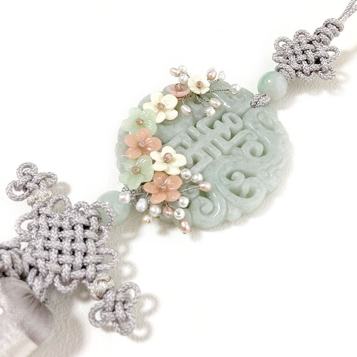 楽天市場】ノリゲ 玉(翡翠) パール 花 装飾 高級ノリゲ ブルー アイス