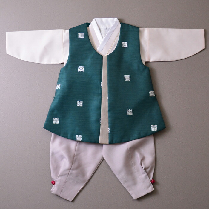 ■パジチョゴリ単品oクンム・緑(身長76〜80cm 1号サイズ)■■目安年令100日-2才■bo0821-04-1