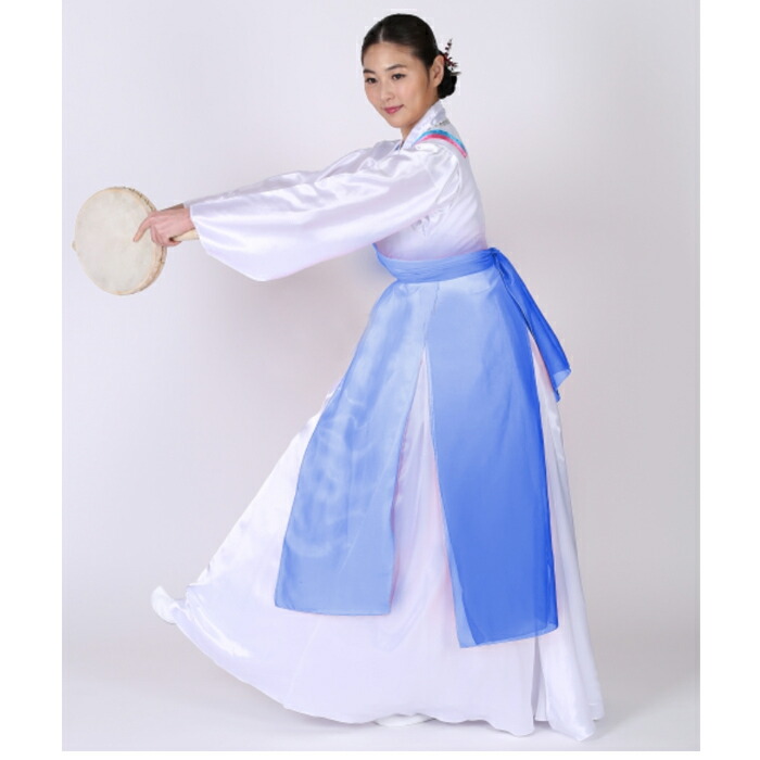 韓国ソゴチュム・膜鳴楽器の一こま御召しもの韓服4点フルセット・青み■buyouchogori-2-s韓国踊り一こま御召しもの韓服