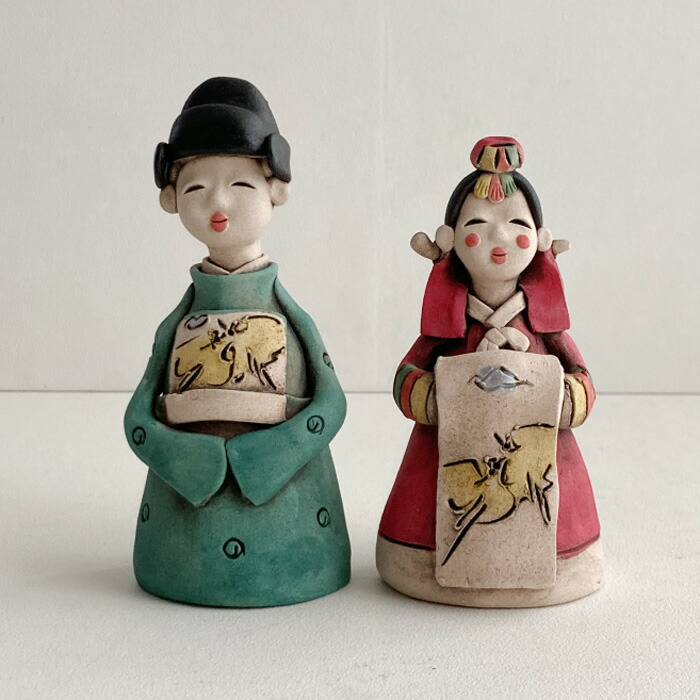 楽天市場】韓国民芸品 韓服人形〈花嫁＆花婿セット〉 伝統婚礼を