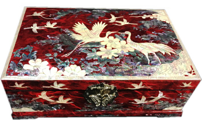 レトロ 漆器 宝石箱 オルゴール鍵 鏡 牡丹 蒔絵/昭和 木製アンティーク螺鈿 レトロ 漆器 宝石箱 オルゴール鍵 鏡 牡丹 蒔絵/昭和 木製