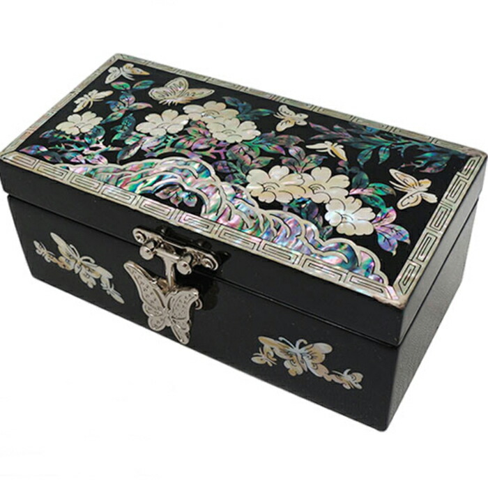 楽天市場】韓国 韓国螺鈿 螺鈿漆器 螺鈿 高級 螺鈿 細工 宝石箱 花 蝶