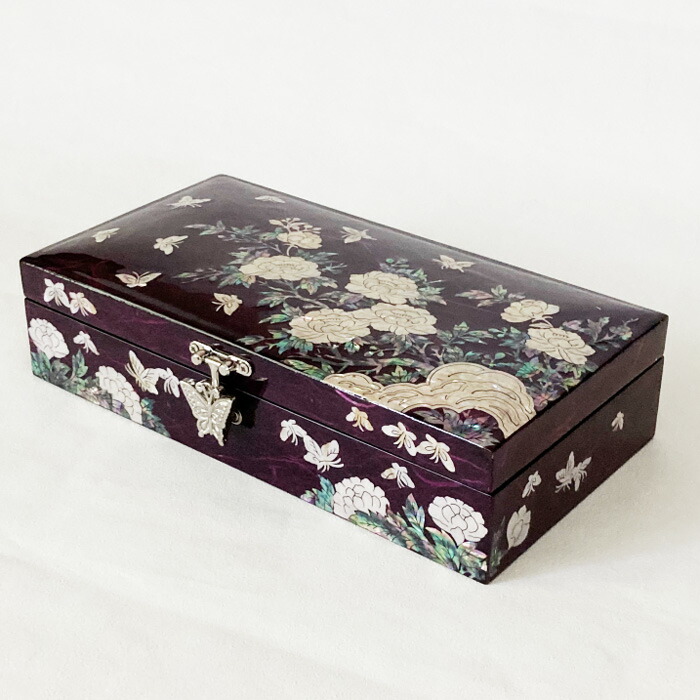 新品　螺鈿細工　成官鎬印　ジュエリーボックス　韓国 楽天市場】韓国螺鈿宝石箱 牡丹3段引き出しジュエリーボックス