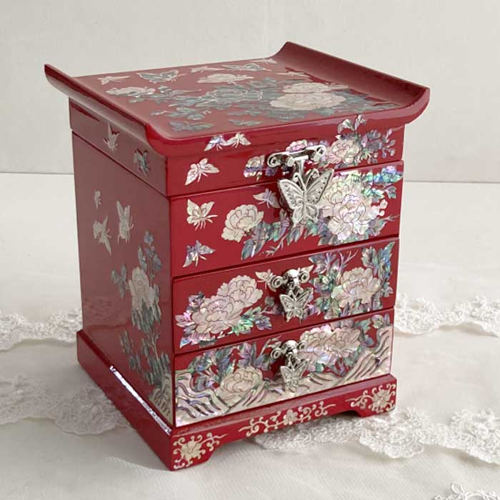 楽天市場】螺鈿の高級ジュエリーボックス・高級螺鈿宝石箱-蝶花ブルー