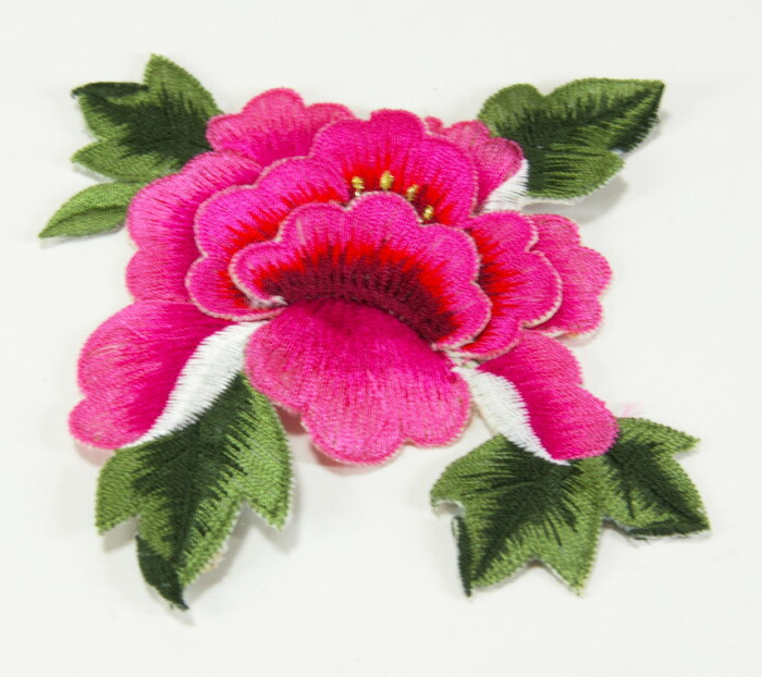 楽天市場】刺繍ワッペン・立体刺繍・葉付きダリア□wap-r-ha4-s
