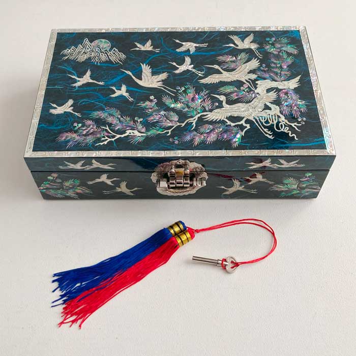 楽天市場】韓国螺鈿宝石箱9特大牡丹ジュエリーボックス鍵付き