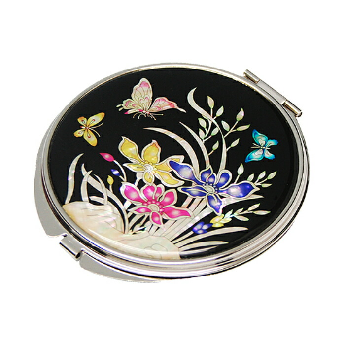 楽天市場】天然貝 コンパクトミラー（鶴）シェル・螺鈿 韓国 ミラー 鏡