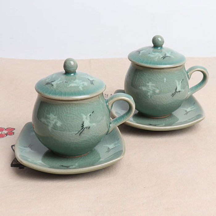 楽天市場】韓国茶器白磁花夫婦湯呑セット（2客）□chaki-25-s【ギフト