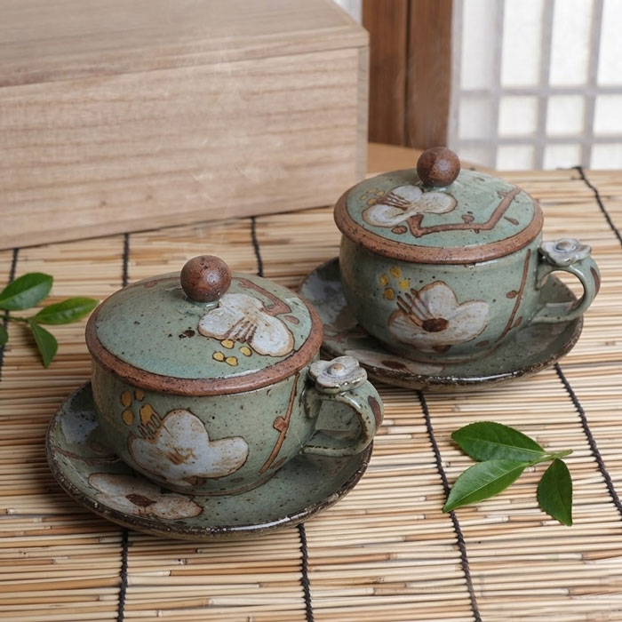 韓国瀬戸もの 蓋付き添い人茶器仕掛ける 2人用 ボムボム 緑であること 双和茶優勝杯仕掛ける■chaki-44-s珈琲優勝杯ありの実愛くるしげ蓋つき韓国御厨子所雑貨仕掛ける差し上げ物今めかしい