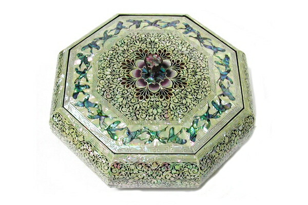 楽天市場】韓国 螺鈿 漆螺鈿八角小物入れ菓子器 幾何学模様 吉兆柄