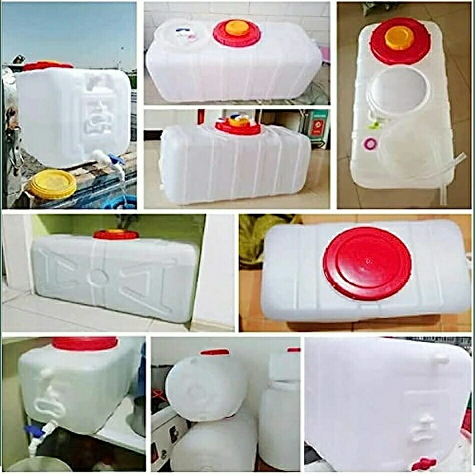 ウォータータンク ポリタンク 水タンク 給水タンク 水 タンク 30L 水貯蔵容器 プラスチック製 ウォータージャグ カバーとバルブ付き 横型 正方形 貯水タンク