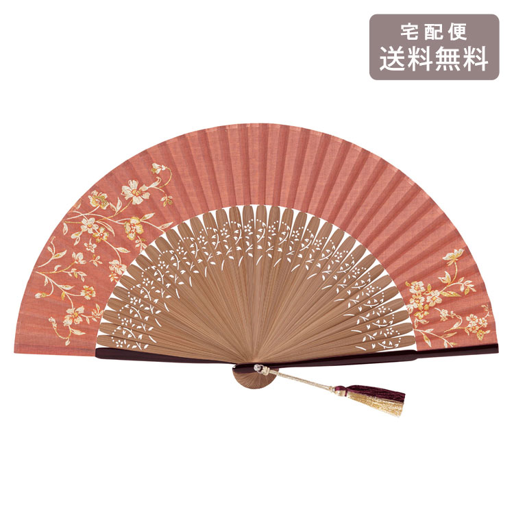 山二 寿恵廣 京都 扇子 紗羅 珊瑚 扇袋セット 桐箱入り 1334S メール便 送料無料 せんす レディース ギフト 暑さ対策 和装小物