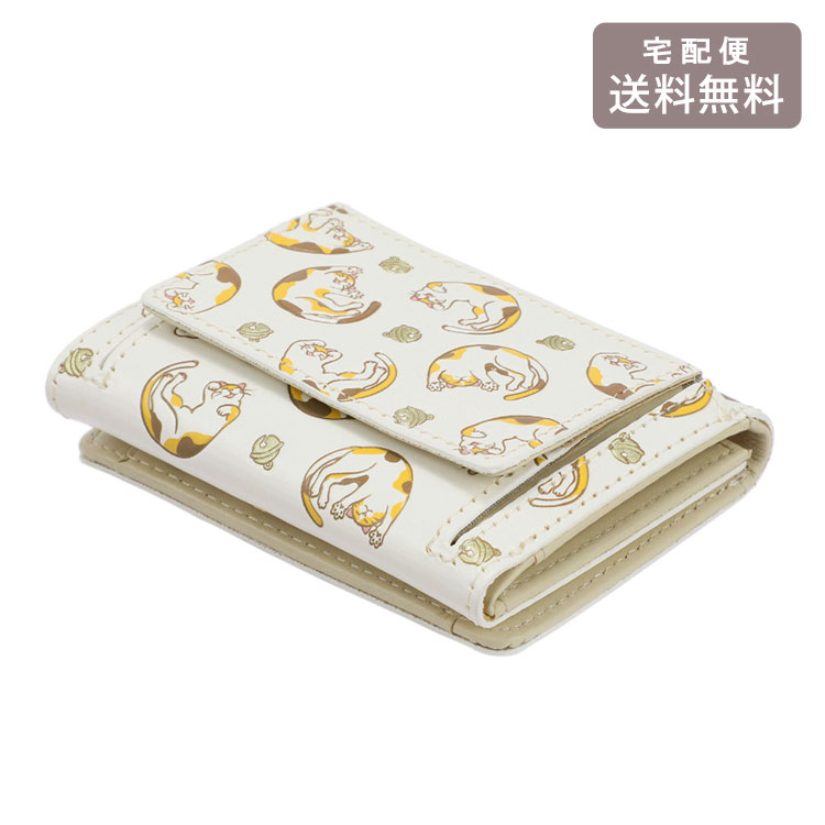 浅草文庫 三つ折コンパクト財布 猫柄 送料無料 財布 ミニ財布 ウォレット 金 イエロー ギフト 12,705円