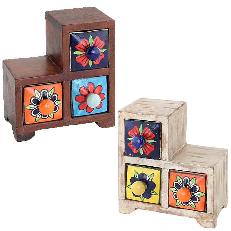 楽天市場】小物入れ 引き出し ミニチェスト 卓上 木製 陶器