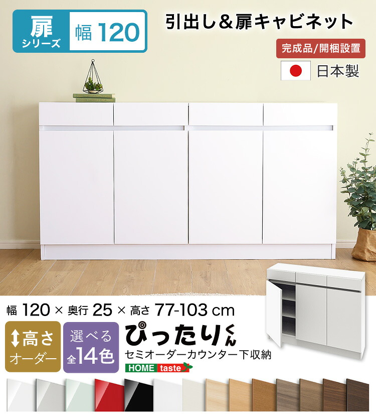 【送料無料!!】【扉シリーズ】セミオーダーカウンター下収納ぴったりくん キャビネット 幅120cm×奥行25cm