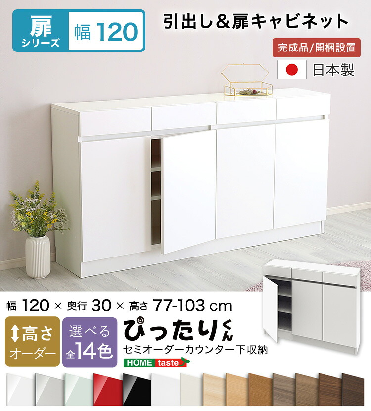 【送料無料!!】【扉シリーズ】セミオーダーカウンター下収納ぴったりくん キャビネット 幅120cm×奥行30cm
