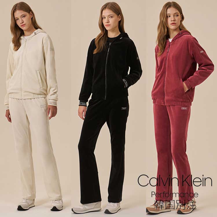 Calvin Klein カルバンクライン パフォーマンスレディースベロアトラックセットアップ トレーニングウェア 韓国ファッション デイリーベーシック｜MINI MAX