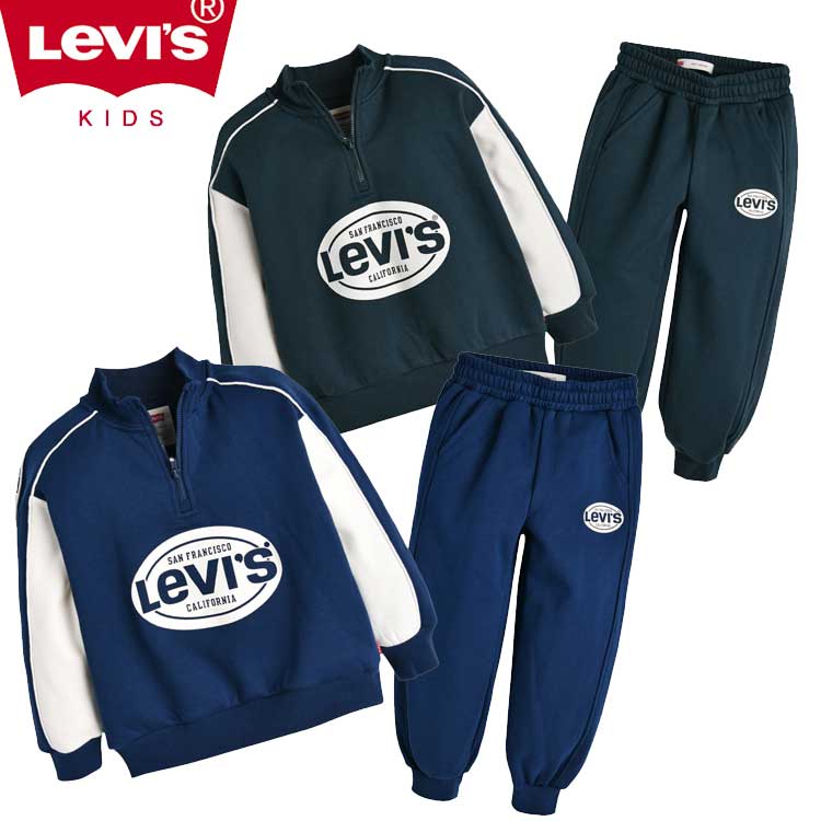 LEVI'S KIDS 韓国別注 リーバイス キッズスポーティ プルオーバーセット マンツーマン トレーニングウェア ジャージセットアップ ジュニア トトラー 韓国ファッション 子供服 冬シーズンオフ｜MINI MAX