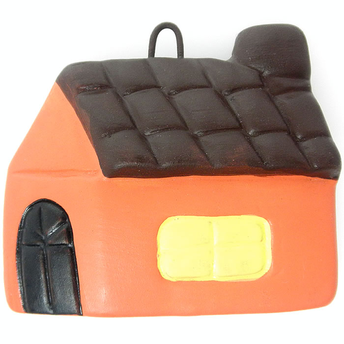 ☆エケコ人形用お願い事パーツ ★ビッグハウス（家、オレンジ色）【夫婦円満祈願、家庭円満祈願、マイホーム祈願】※約40cmの取り付け用ヒモ付き!! 製造国：ペルー エケッコー エコケ えけこ 人形 ミニチュア 小物 縁起物 置物 開運グッズ 開運アイテム画像