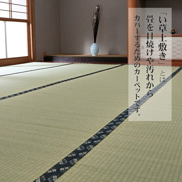 【送料無料】純国産 い草 上敷き カーペット 糸引織 『梅花』 本間4.5畳(約286×286cm） 畳リフレッシュ　天然素材 空気浄化 リラックス 畳カバー 丈夫 汚れにくい 調湿 抗菌 防臭 コンパクト 両面使い