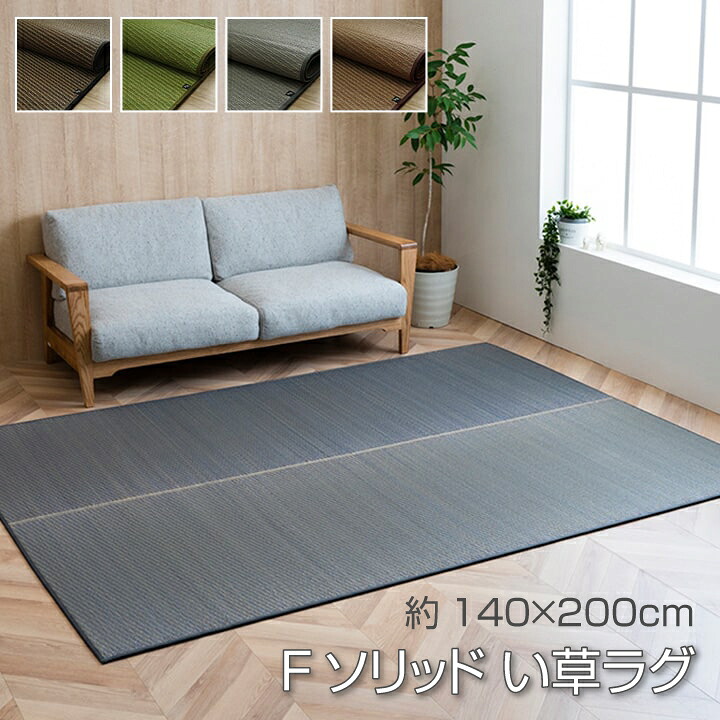【送料無料】Fソリッド い草 い草ラグ カーペット 国産 日本製 シンプル ふっくら ボリュームラグ 和室 リビング お手入れ簡単 夏 抗菌防臭 調湿 消臭 空気清浄 汚れにくい 約140&times;200cm イケヒコ｜長嘉堂