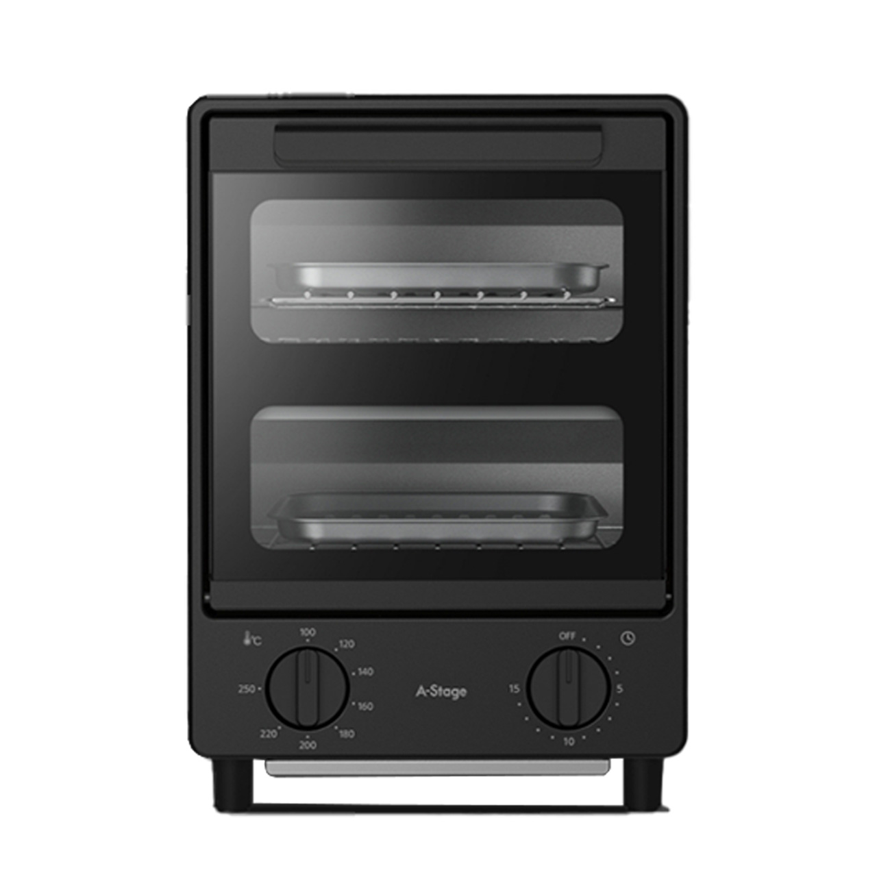 【正規販売店】爆速 リベイク トースター OT01A-BK ブラック｜A-stage エーステージ 2枚焼きトースト グリル スリム 2階建て 速い 美味しい 温度調節 250℃ 軽い 縦型 コンパクト